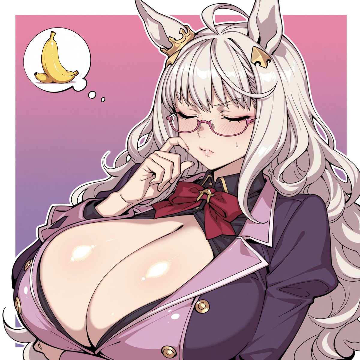 GensIrai's tweet photo. [Whispa Request] Hungry horse girl thinking about bananas😉 https://t.co/0EPSJvhwoe