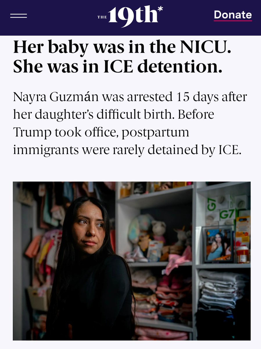 "Just 15 days after her daughter’s birth, as Guzmán, her mom, and younger brother loaded into their car for their daily drive to the NICU, they were surrounded by immigration enforcement agents and whisked away to detention."

"Since Trump took office in January, the
