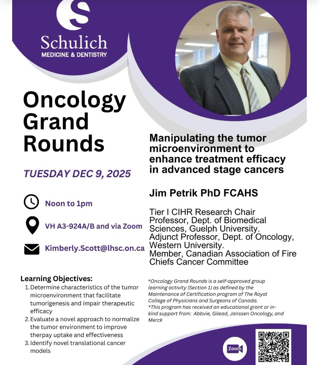 Looking forward to this <a href="/SchulichMedDent/">Schulich WesternU</a> #oncology Grand Rounds next Tuesday with my colleague Dr. Jim Petrik <a href="/uofg/">University of Guelph</a>