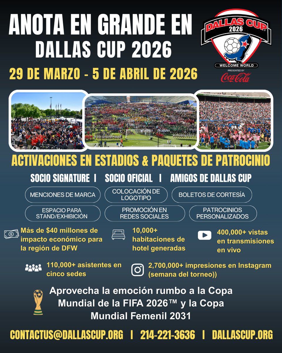 dallascup's tweet image. Score Big with Your Brand at the Dallas Cup!

Are you looking to activate your brand on a global stage right here in Texas? The Dallas Cup is just around the corner, and we are opening up exclusive spots for corporate partners and on-site activations.

ContactUs@dallascup.org