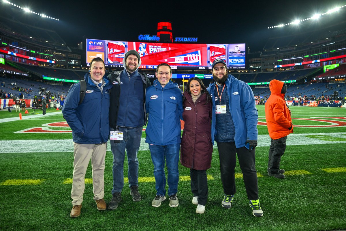 Whole squad in Foxboro! 

Proud of this group's Monday Night Football coverage a few days ago! 

📸: Replay Sports Management

<a href="/WMUR9/">WMUR TV</a> #NEPats <a href="/MikeCroninWMUR/">Mike Cronin Jr.</a> <a href="/MarissaWMUR/">Marissa Tansino</a> <a href="/AdanPenaTV/">Adan Pena</a>