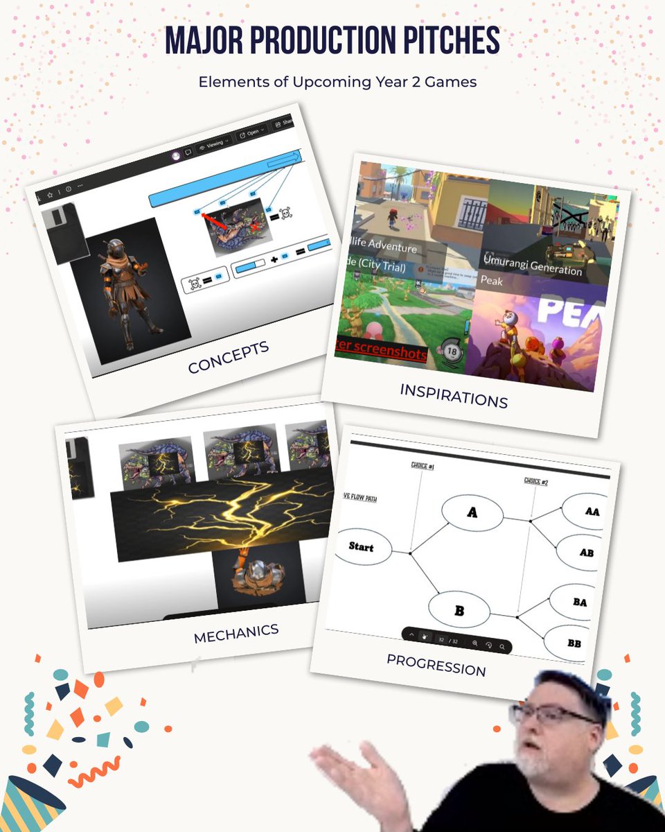 Big day on campus – our students are stepping up and pitching their game ideas for their upcoming Year 2 Major Productions (feat. Hardy LeBel)! From wild mechanics to bold narratives, they’ll be getting important studio experience all along the way. 

What's the game you'd make?