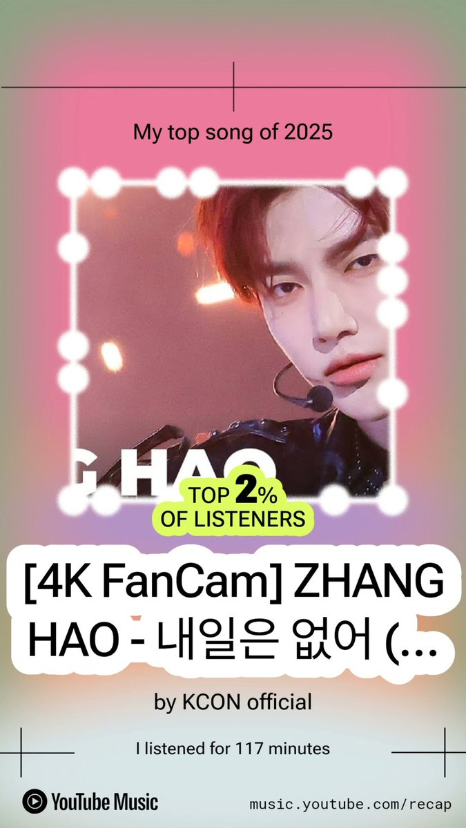 YouTube music gue top song nya fancam Zhang Hao 😭