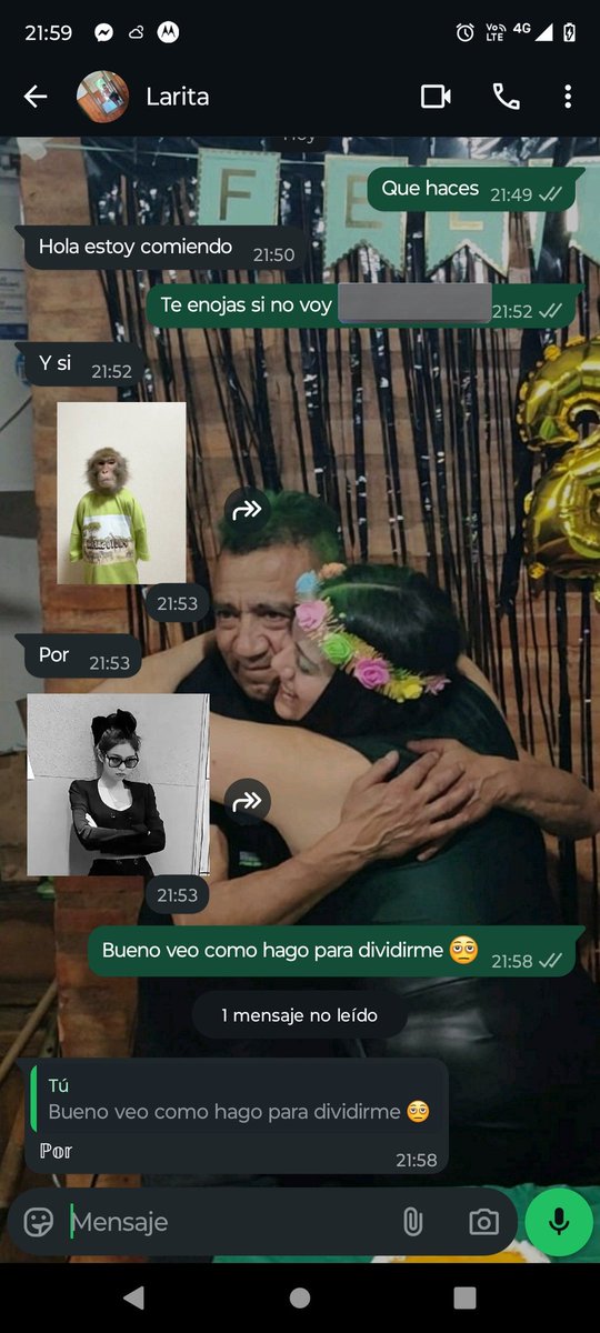 Mi mamá: si no venís tu sobrina se va a ofender.. 
Mi sobrina la dramática: