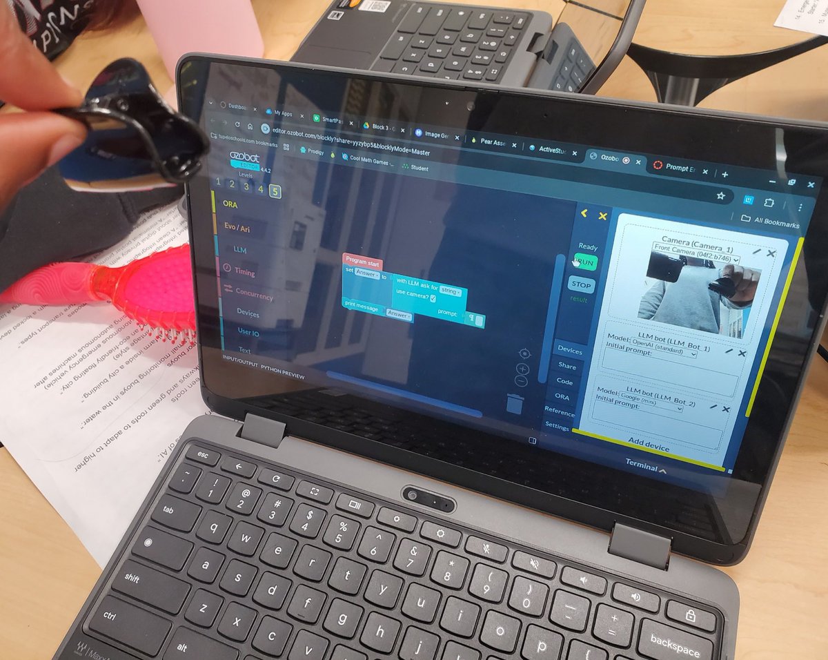 CareerTech_TPSD's tweet image. Exploring Computer Science students put AI to the test! Using the #Ozobot editor, these young ladies practice prompt engineering to identify everyday objects like hair clips, styluses, body spray, and water bottles! Empowering! #ExploringComputerScience #WomenInTech #CTEWorks