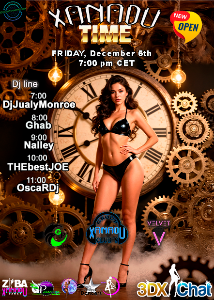 ＸＡＮＡＤＵ™ 》✦ ＴＩＭＥ ✦ ＮＥＷ ＯＰＥＮ《
Gears turning, lights rising, the night unlocking its energy.
Join at 7:00 pm CET through <a href="/3dxchat/">3DXChat</a> and feel the pulse take over.
Your moment starts now.