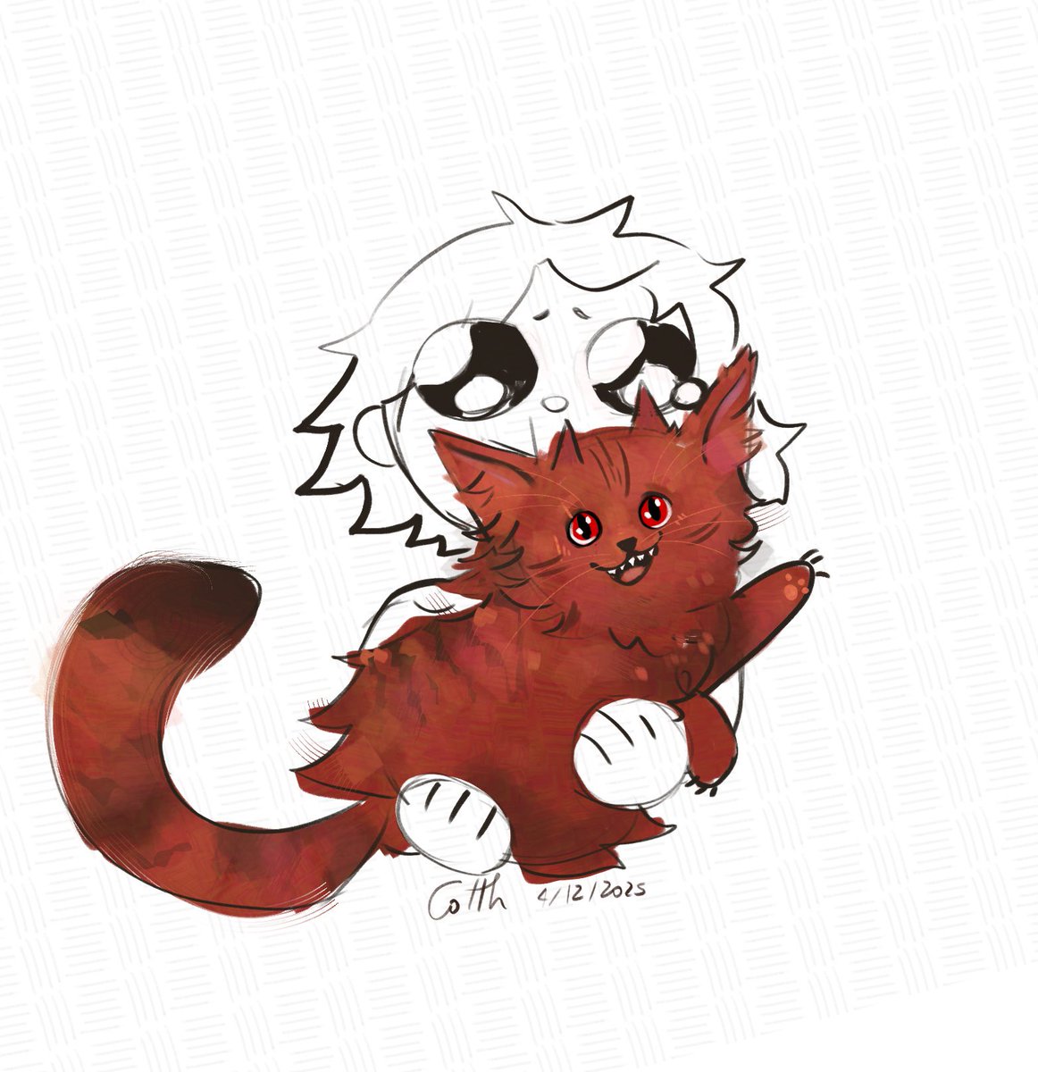 its been stressful lately so i drew myself hugging Kittyshima inspired by <a href="/HotPotatoPotat/">Hot Potato</a> series