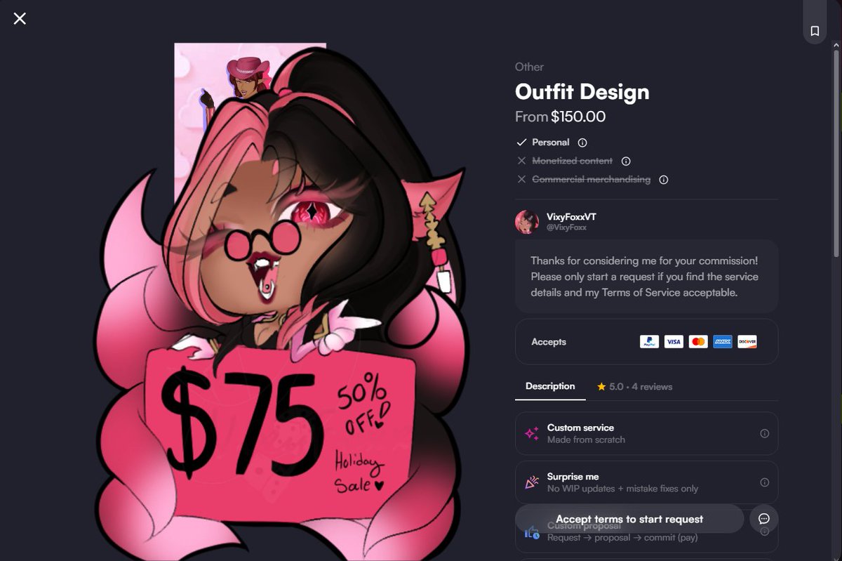 VixyFoxx's tweet image. Holidays are here and so are commission sales!!

 Starting today 9pm est to the end of December outfit designs will be 50% off! Let me bring your ideas to life!

Happy holidays! 🦊🩷