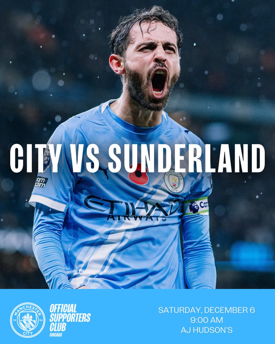 ChicagoMCFC's tweet image. Looking forward to the weekend and City’s match vs Sunderland! We’ll see you at @ajhudsons for the 9 am kickoff 🩵 

#mancityosc