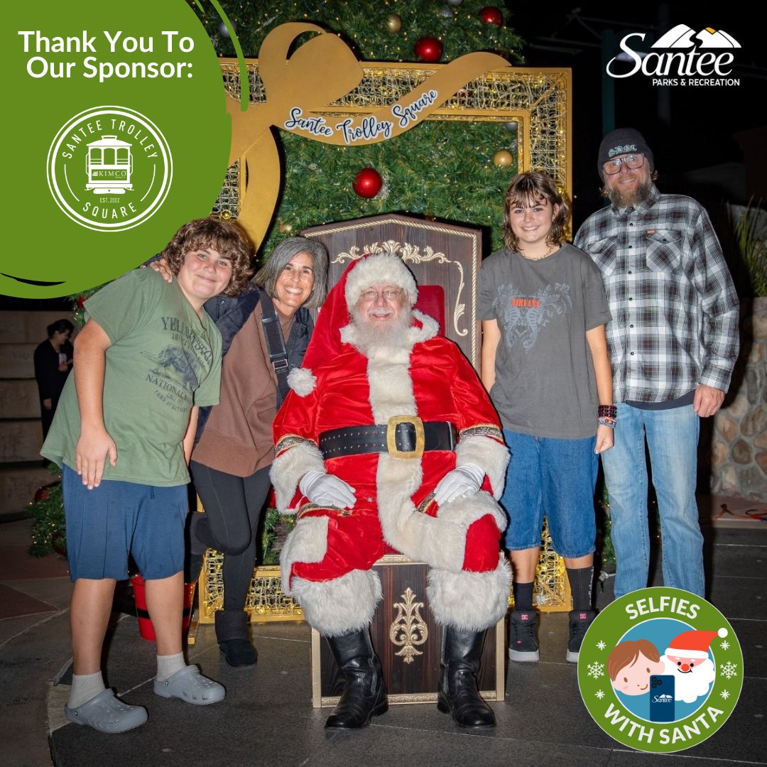 Thank you to everyone who joined us yesterday at Selfies With Santa! We hope you had a jolly time taking some photos with the big man himself, and we hope to see you all again next year!

A special thank you to our sponsor Santee Trolley Square for helping make this event happen!