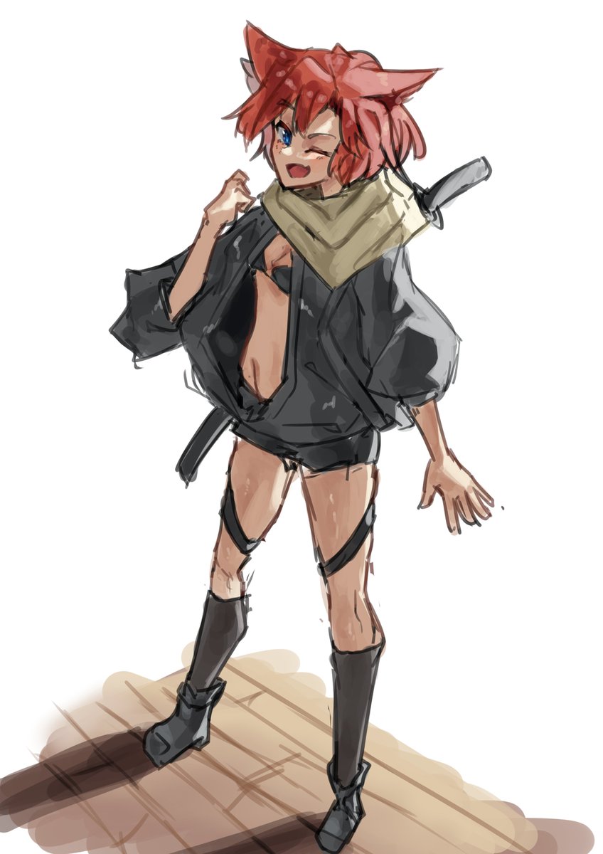 赤髪ケモミミ刀っ子