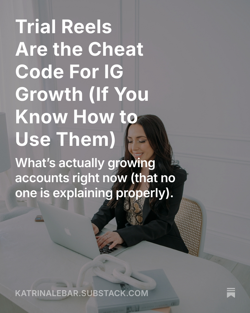 Trial Reels Are the Cheat Code For IG Growth (If You Know How to Use Them)

What’s actually growing accounts right now (that no one is explaining properly).

katrinalebar.substack.com/p/trial-reels-…