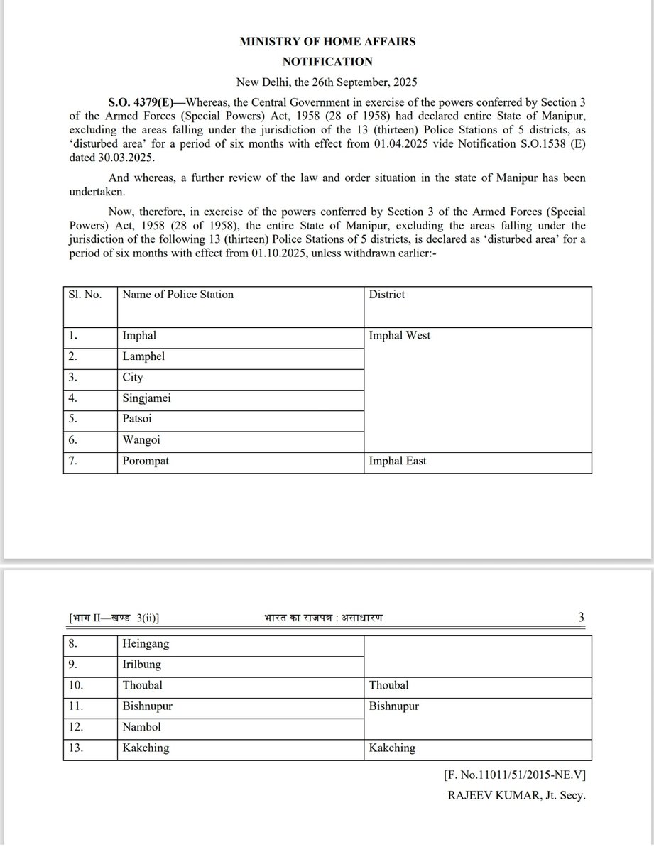 In recent years, the <a href="/MinistryHomeAff/">MinistryHomeAffairs</a>  has continued to extend #AFSPA mainly in the hill regions, which has created a strong perception that Kuki areas are being unfairly targeted. Meanwhile, incidents involving <a href="/ArambaiTen96606/">Arambai Tengol</a>  #MeiteiLeepun, and other armed groups operating in
