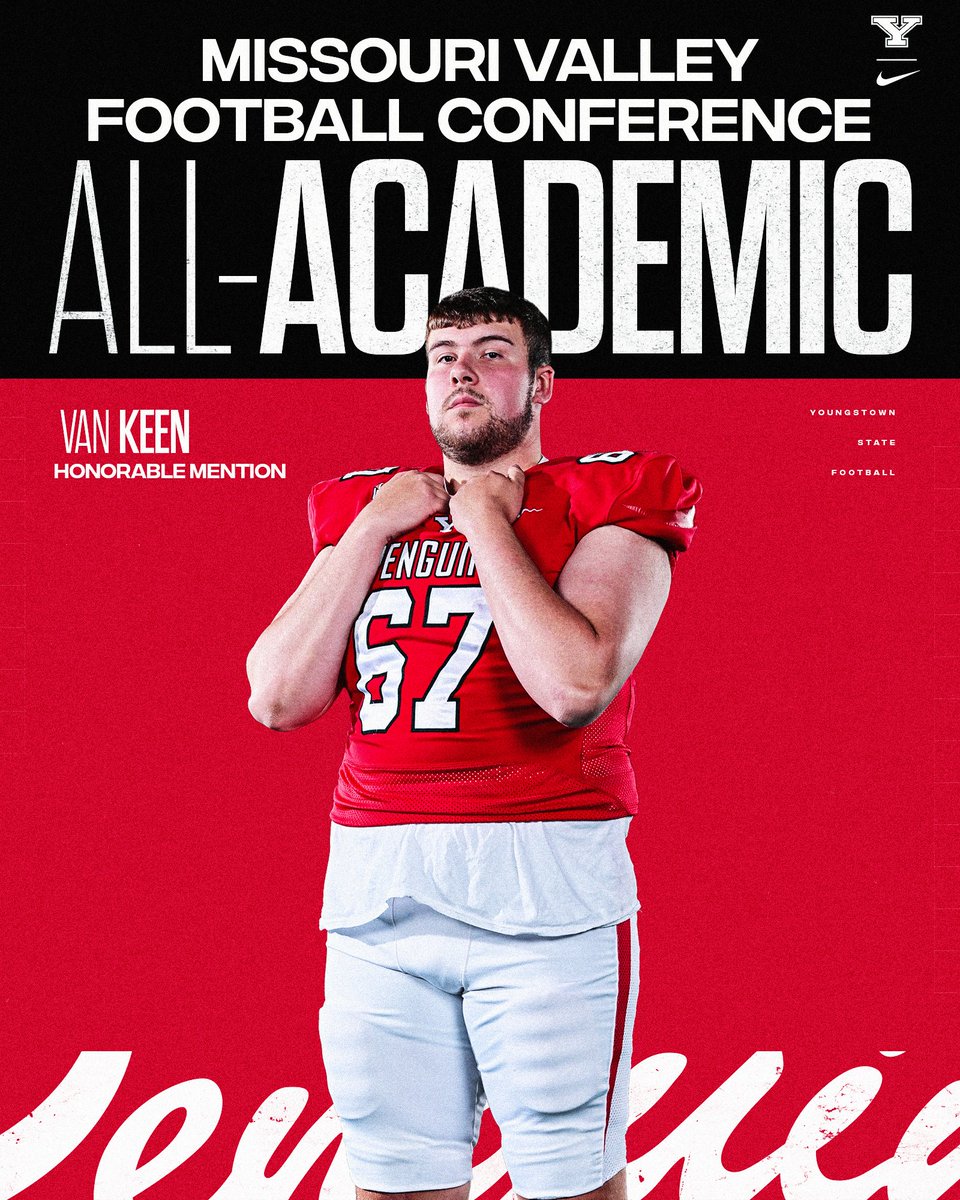 Also proud to have three additional Academic All-MVFC selections! 🐧🏈📚

🔴 TE Alex McDonald (2nd team)
⚪ OL Joe Sferra (H-M)
🔴 OL Van Keen (H-M)

#GoGuins