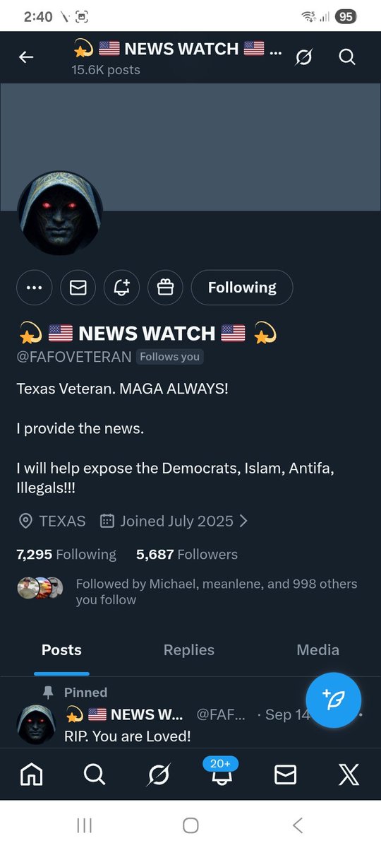 Can we find this Texas veteran some new connections 👊
<a href="/FAFOVETERAN/">💫 🇺🇸 NEWS WATCH 🇺🇸 💫</a> 
F&amp;R
💪🫶💯🇺🇸🫡