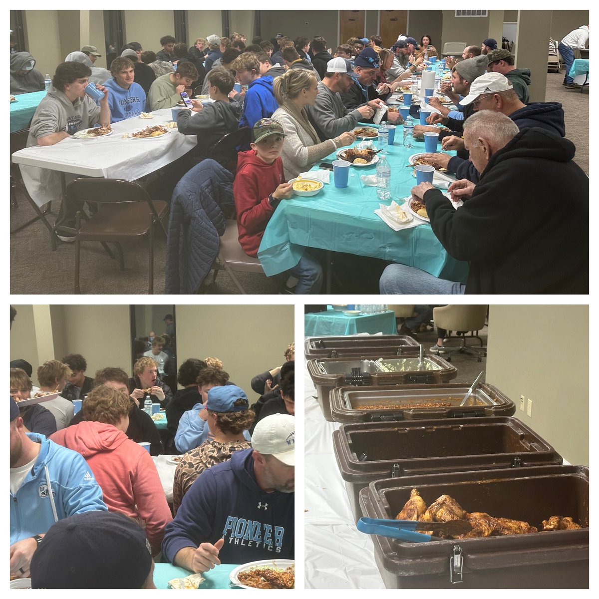PerfectEffort14's tweet photo. Playoff ๐ practices always bring special moments of fellowship. Grateful for the volunteers who make it happen each week. Tonight was an awesome treat with Travis Wilson serving his famous chicken as we prep for the 6A Western Championship. #TeamAttack https://t.co/lUGX7t816f