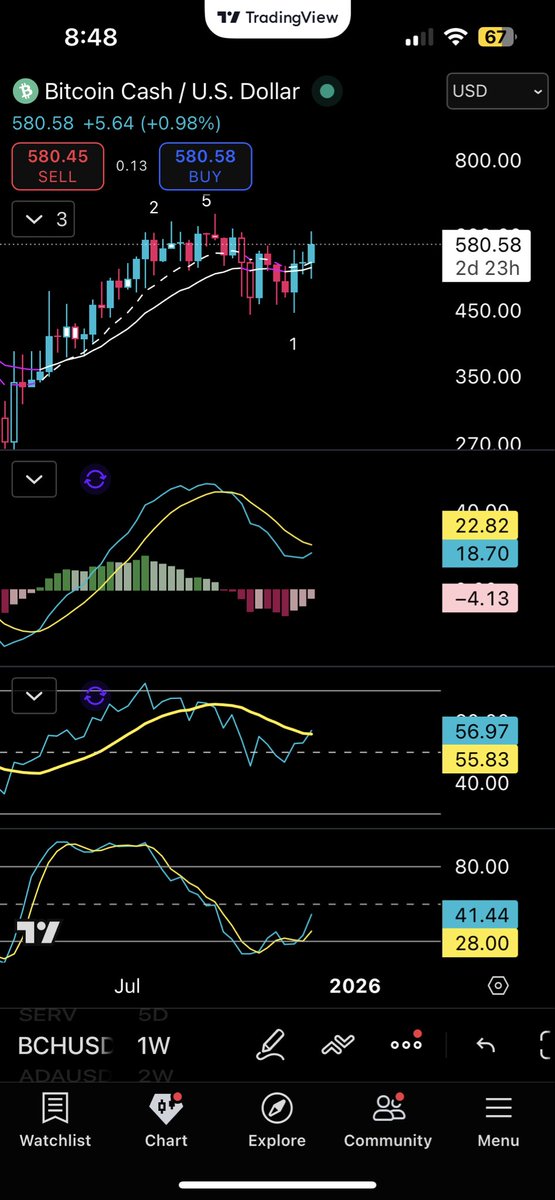 TheiChartDaily's tweet photo. BCH looks insanely bullish ok the weekly https://t.co/w8ZpSFREeK