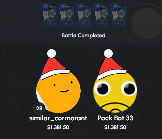 CrazeBet's tweet photo. @PackDraw Absolutely MINI FOSS
I won in battles with $1,381.50 profits!
Thank you PD!

clxsknln603o2ne8xa8s07t47 https://t.co/aQRTWcgB7d