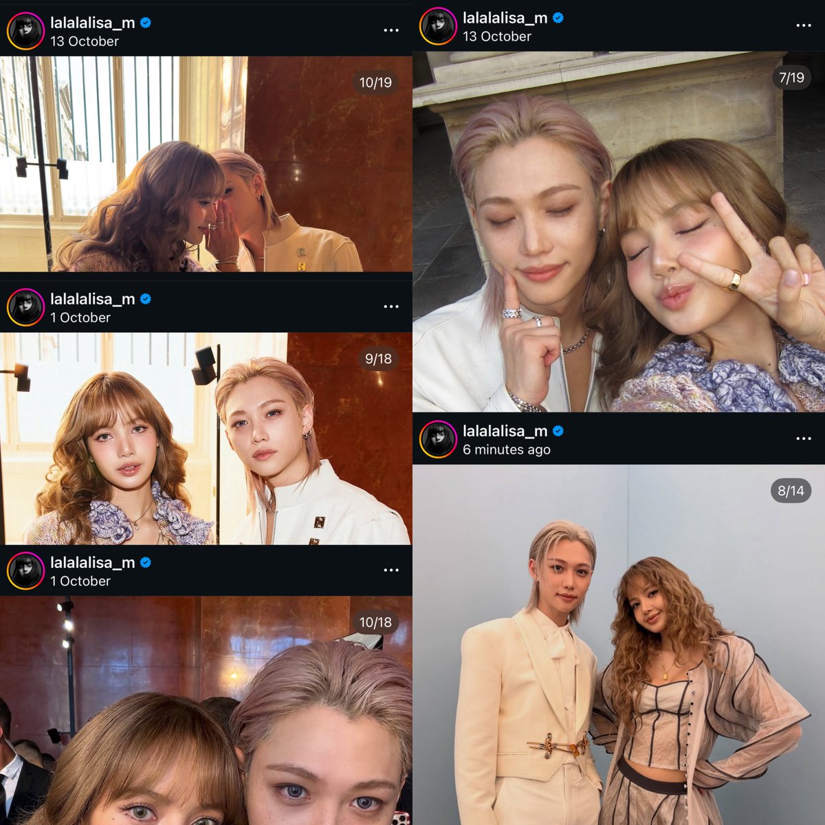 LISA barely posts other people on her IG but everytime she has a chance to meet up with FELIX she ALWAYS posts him 🥹🤍