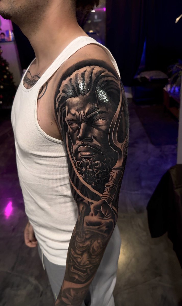azazeltattoos's tweet image. Black Poseidon 🧜🏿‍♂️