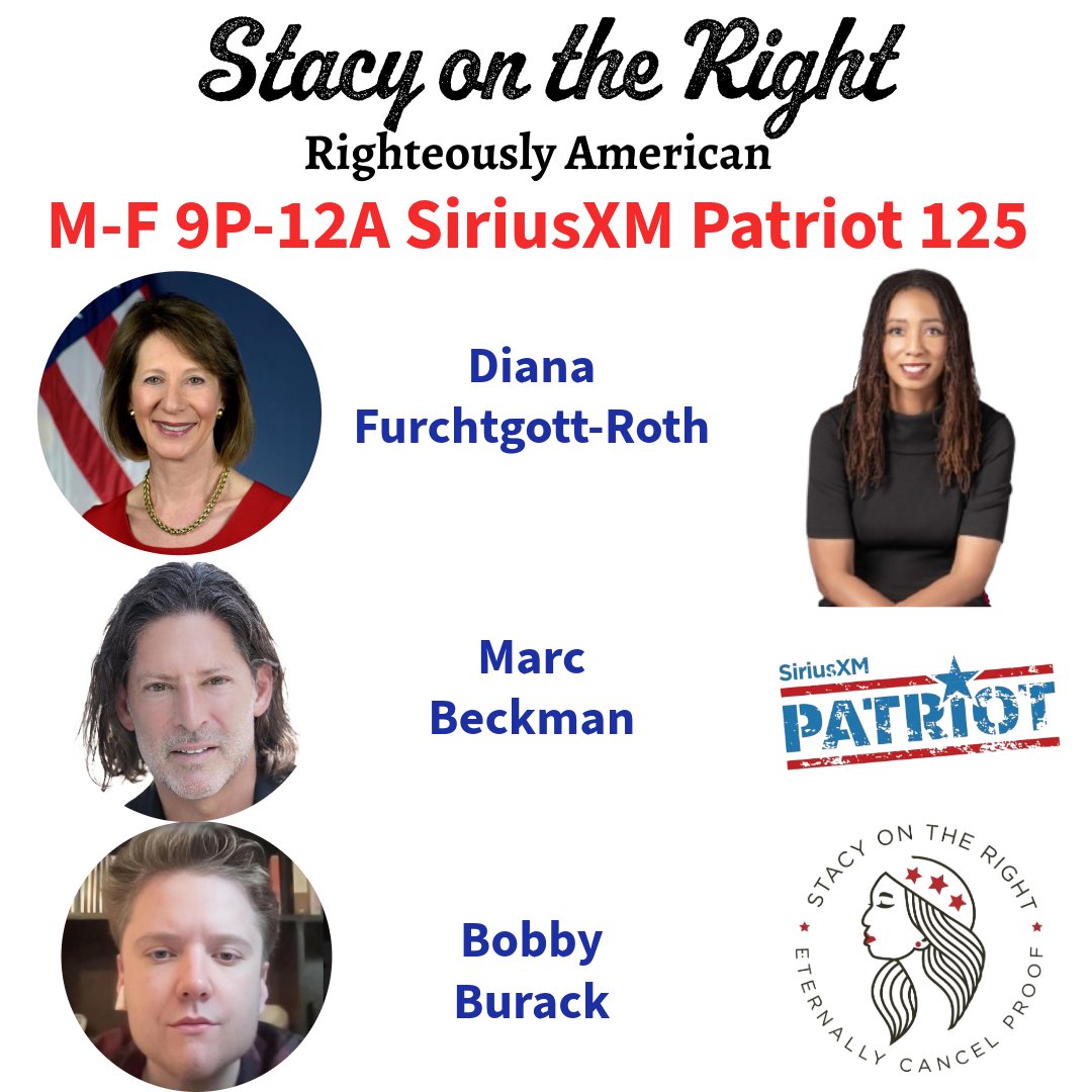 Tonight On <a href="/StacyOnTheRight/">Stacy Washington</a> 9pm-12am ET Thurs 12/4

9:20pm <a href="/DFR_Economics/">Diana Furchtgott-Roth</a>

10:00pm <a href="/MarcBeckman/">Marc Beckman | Some Future Day</a>

11:00pm <a href="/burackbobby_/">Bobby Burack</a> 

Tonight's Opening Verse: Romans 11:29
Call In Now: 866-957-2874
sxm.app.link/Patriot sxm.app.link/StacyOnTheRight
#SOTR #RighteouslyAmerican