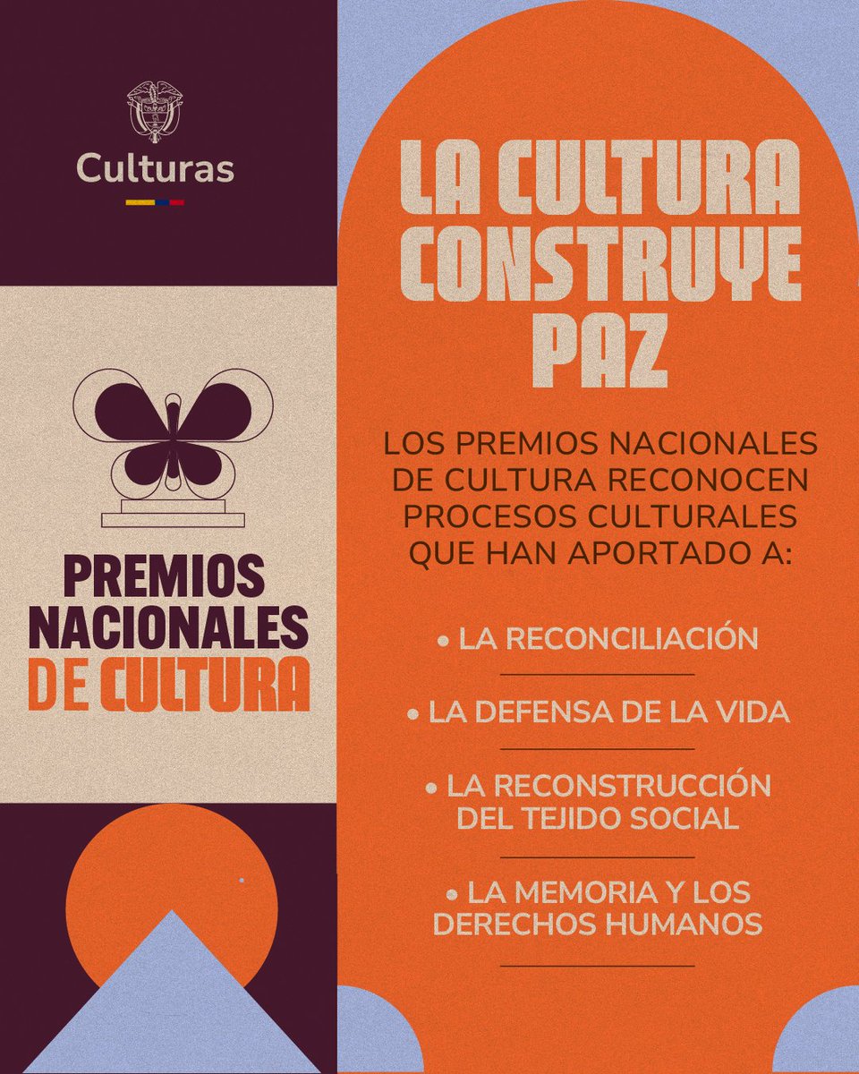 Los #PremiosNacionalesDeCultura destacan procesos que le apuestan a la memoria, el diálogo y la reconciliación.

En Colombia, la cultura transforma realidades: la paz se teje con arte, palabra y comunidad.