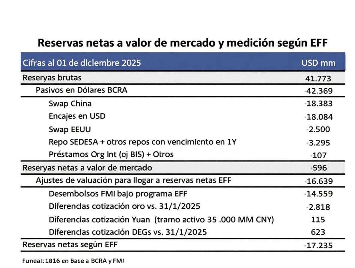 Según metodología FMI las reservas netas son negativas en u$s 17.235 millones.
Fuente: 1816.-
