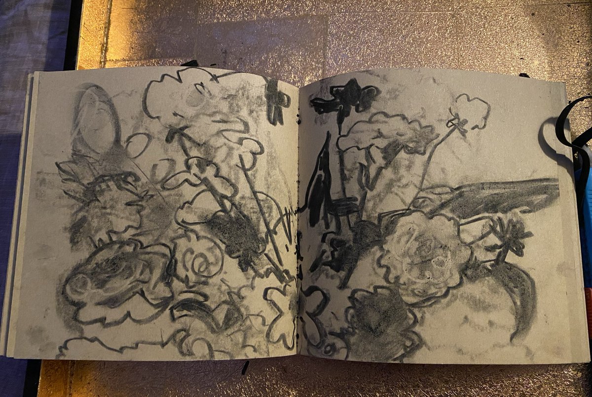 floral gestures in charcoal