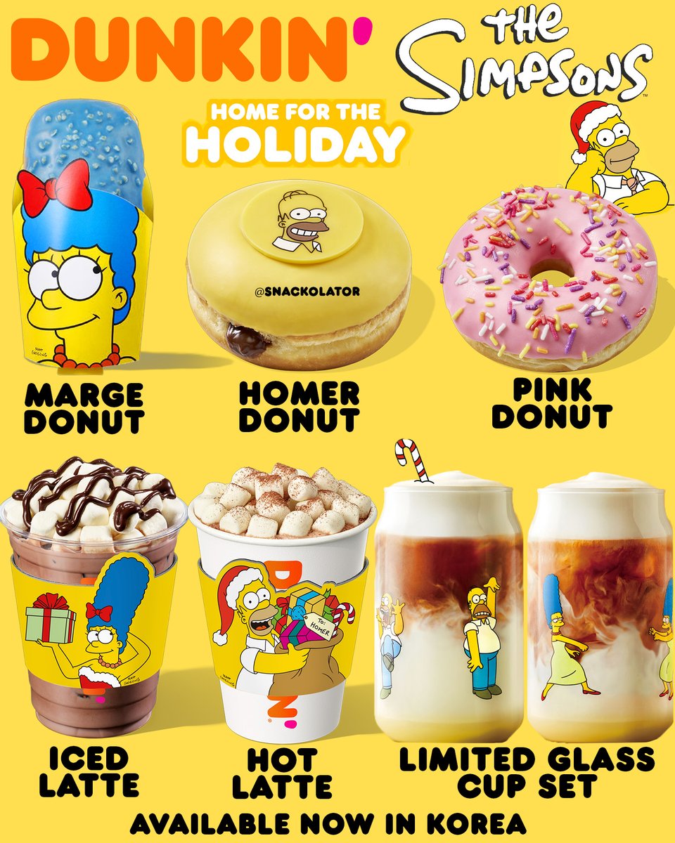 The Simpsons have taken over Dunkin Donuts in Korea and I need them to come here immediately!

The Marge Donut has a strawberry filling and the Homer has a Hershey's chocolate filling along with exclusive merch, cups, and more.

Would you want to see this come to Dunkin' here?