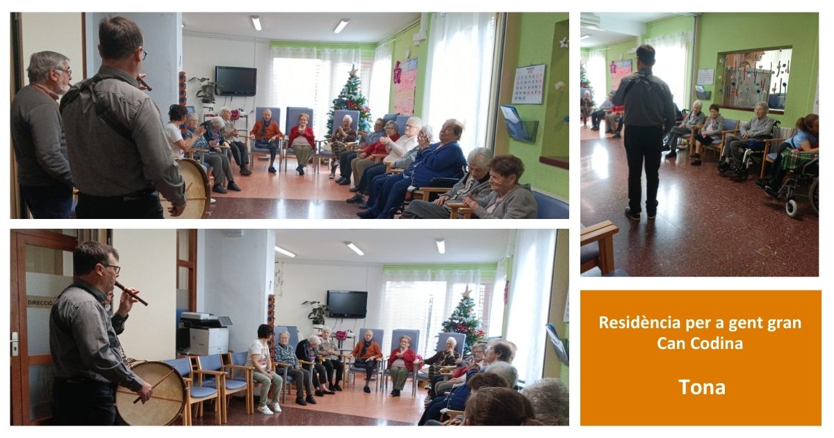🏡 Residència per a gent gran Can Codina de Tona
Dins dels actes festius de la Festa Major d’hivern, el grup “Flabiols del Prothus” ens ha ofert un petit concert de flabiols i caixes. Ens ha omplert de goig gaudir de la cultura mitjançant la música tradicional!