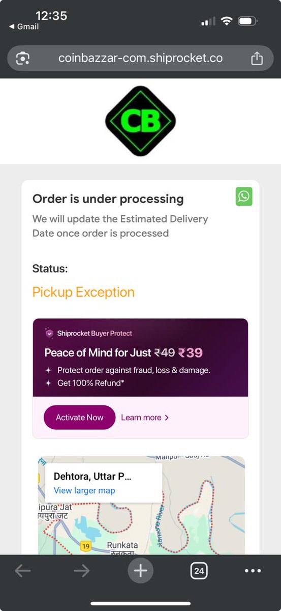 AkashChat109's tweet photo. Be aware of this fraud website @coinbazzar .
They took money and didn't deliver anything. 
I ordered on 02 Dec 2025, order is processing till now. 
Fraud website www. Coinbazzar. Com. 
@OnlineFraud , @aajtak , @RBI https://t.co/EWcHRwlDfE