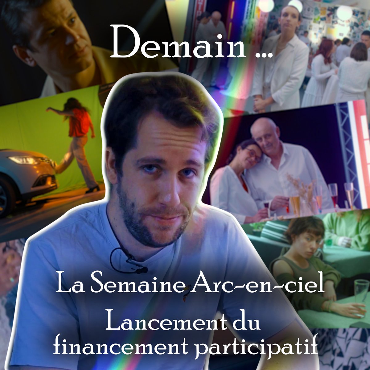 Rendez-vous demain soir pour tout savoir sur mon court-métrage La Semaine Arc-en-ciel et son financement participatif !
On va avoir besoin de vous !