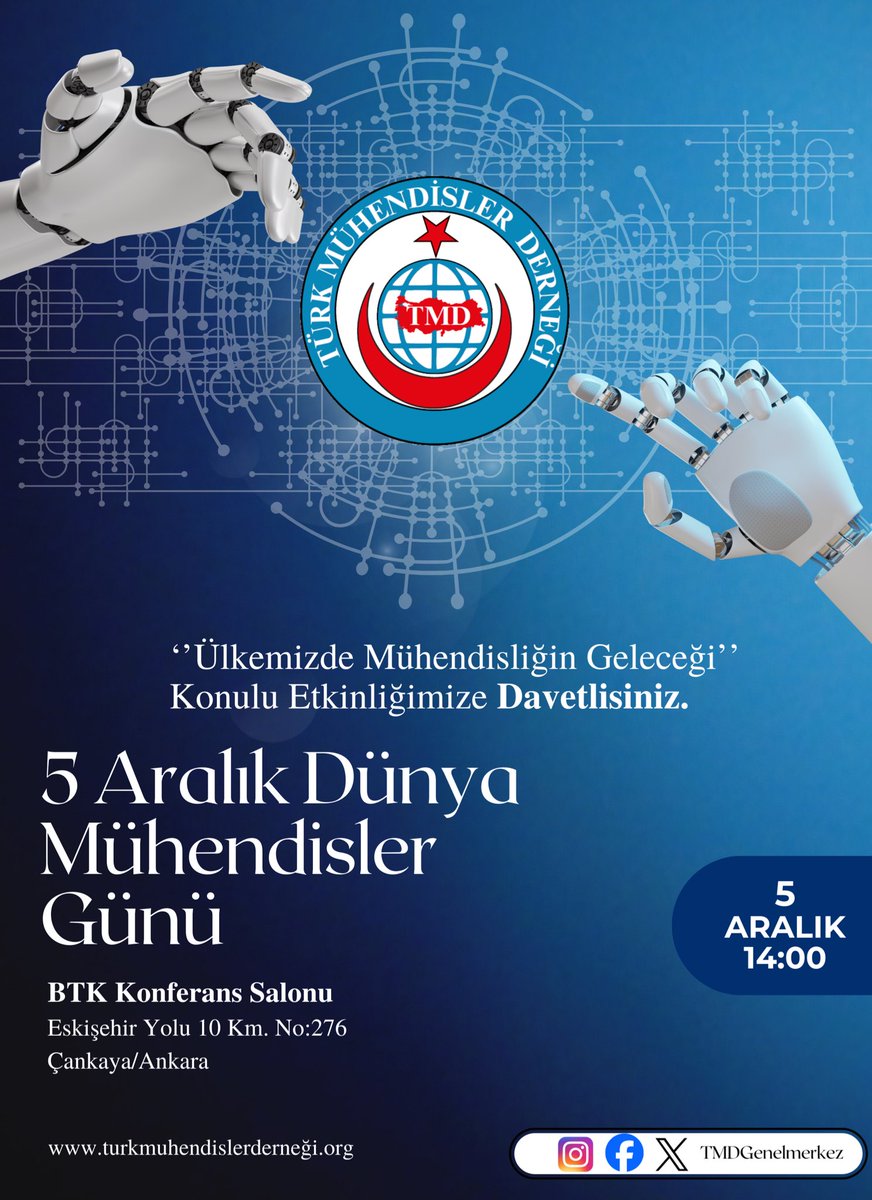 5 Aralık Dünya Mühendisler Günümüz kutlu olsun.
#TürkMühendislerDerneği