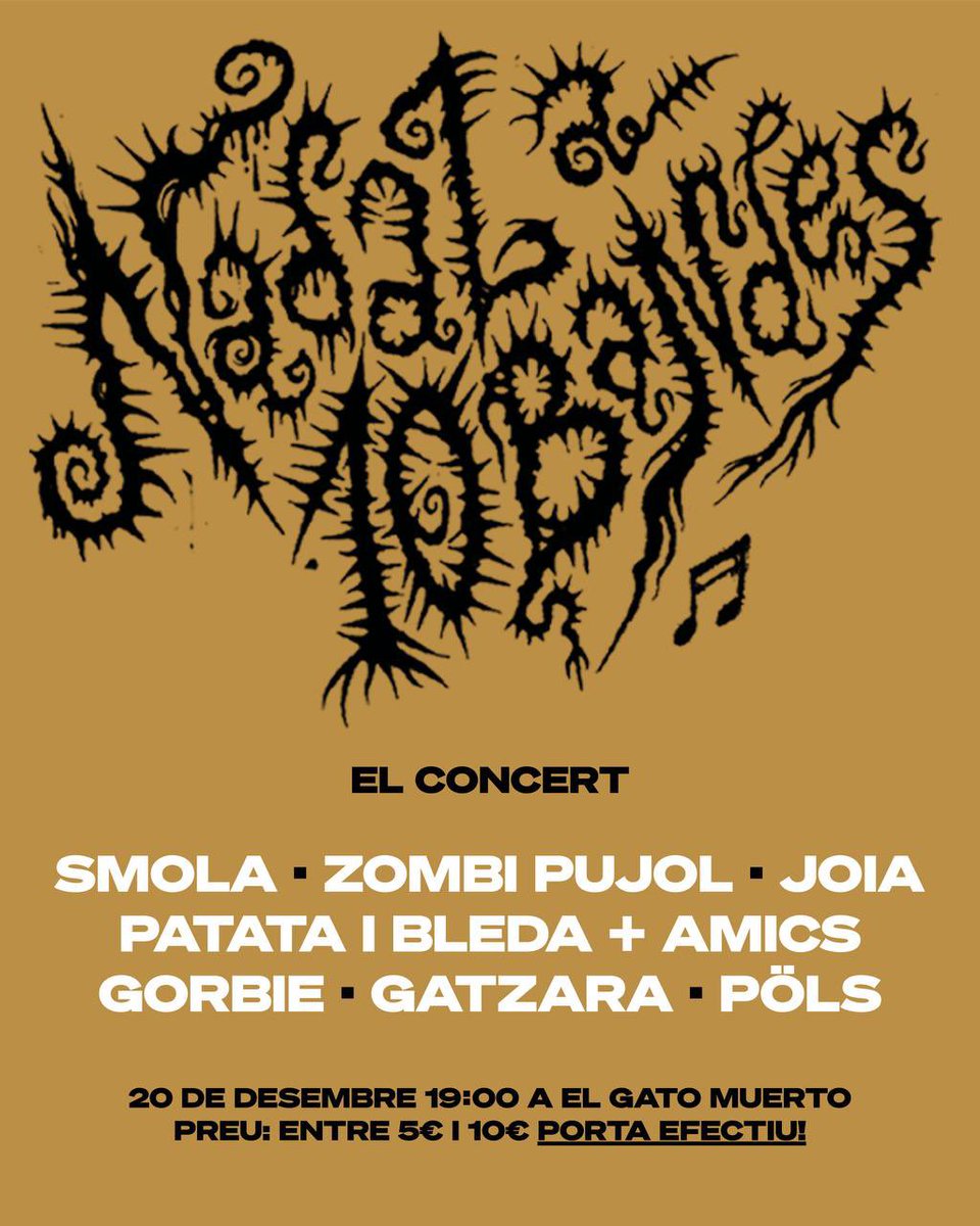 🎄NADAL A 10 BANDES
👉 <a href="/DiscosPinya/">Discos Pinya</a> 
“Aquest any al gato muerto farem
el concert que tu i jo esperem a partir de les 19h i fins que sigui entrada la nit
concerts, premis i danses per grans i petits qui s'ho perdi passarà un nadal de pena…”
discospinya.bandcamp.com/album/nadal-a-…