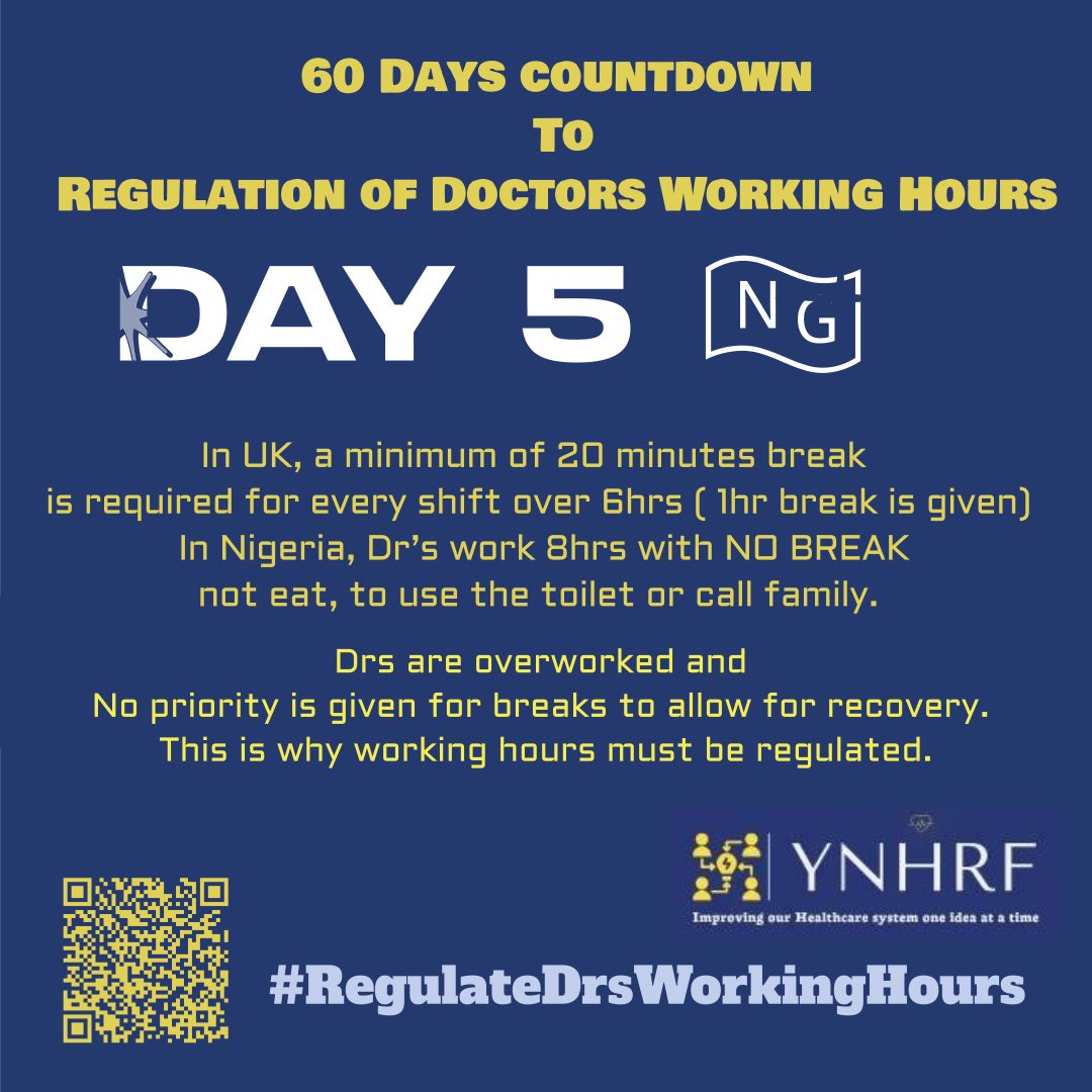 mumtazin's tweet image. Dr’s in other countries get 1 hr break for a shift longer than 6hrs. In Nigeria they work 8 hours with No Break to even go to the toilet or to eat. This is why working hours must be regulated.

#regulatedrsworkinghours 

It is not over until it’s over.
@nard_nigeria @nationalnma…