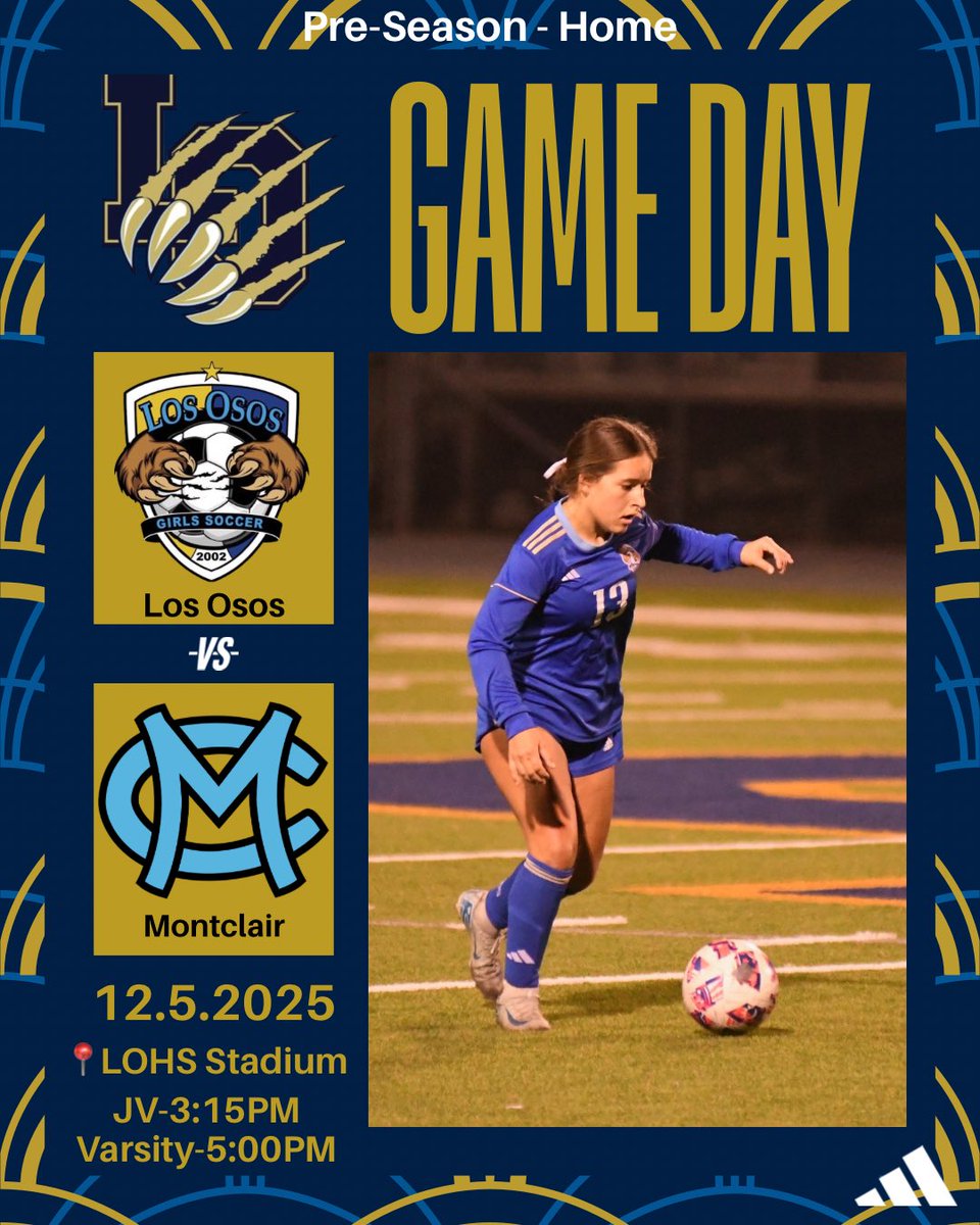 OsosGirlsSoccer's tweet image. 🚨GAME DAY🚨
Friday, December 5, 2025 JV/Varsity vs. Montclair at Home! JV starts at 3:15pm and Varsity is at 5pm. Come out and support your lady grizzlies! #OsosSoccer #oneteam #oneprogram #gameday #ladygrizzlies #clawsup #hwpo