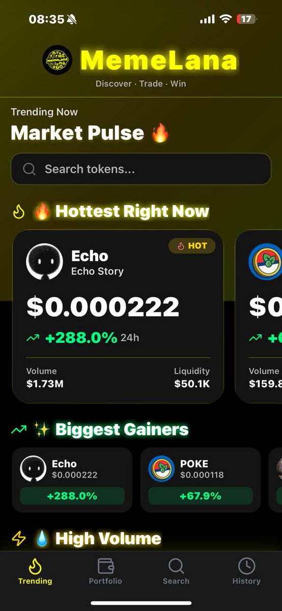 memelanadotcom's tweet photo. 🧵  First Developer Post / Update 

💛 MemeLana , the community hub— 
@Solana memecoin trading built by devs, for community traders. 

Don't you feel that most phone apps for trading memecoins are annoying or just not it? Come build MemeLana with us, all is taken into consideration!

Work is in progress. Here’s where we stand:
• Mobile-first prototype ready: token list, balances & swap UI functional on React Native + Solana Web3.

• Core swap/DEX integration done (via Jupiter Aggregator). Charting & token-discovery list next.

•  Objective: clean, high-density memecoin-trading UX — trending tokens, real-time data, slippage & fee controls, limit orders / stop-loss support.

•  We plan to launch early-access beta to community testers — anyone who follows + comments here qualifies. No whitelist, no invite code YET.

We’re building this together. Want a feature, a tweak or spot a bug? Drop it below.

More updates coming soon.
— Your friendly dev, building MemeLana.

Please keep in mind that its fully on testmode, most of the features don't work or have errors.