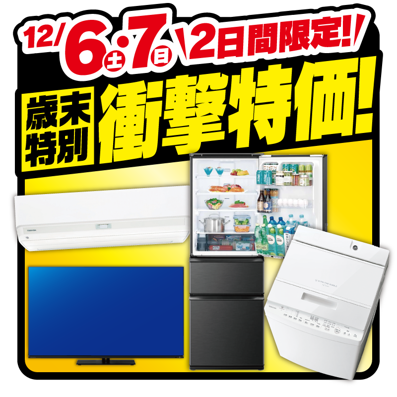 12/6(土)～12/7(日) 2日間限定！ 歳末特別！衝撃特価！ ＼ 売り切れ