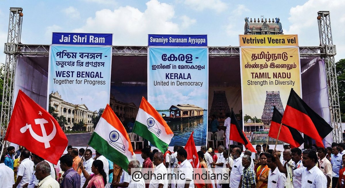 The most Anti-Hindu states in India.

Kerala reverberates with "Swamiye Saranam Ayyappa"

West Bengal roars with "Jai Shri Ram"

Tamil Nadu's rallying cry becomes "Vetri Vel Veera Vel" 

#Tirupparankundram
#Deepathoon