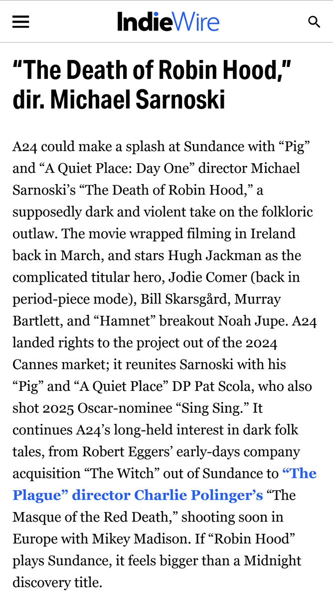 “The Death of Robin Hood” at the Sundance film festival?

indiewire.com/features/gener…