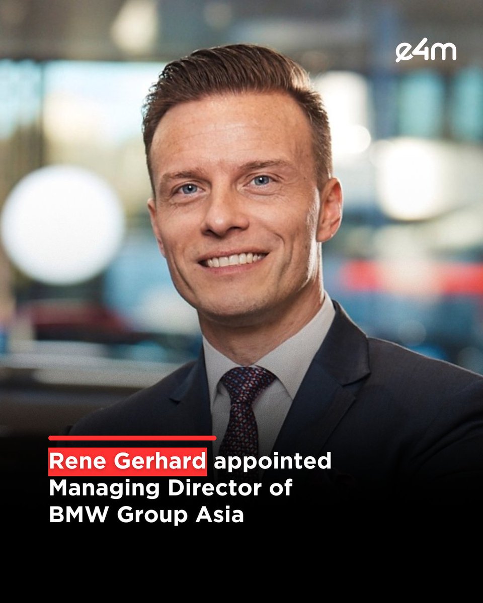 e4mtweets's tweet image. Rene Gerhard appointed Managing Director of BMW Group Asia.
Lars Nielsen, the current Managing Director, will relocate to Munich, Germany to assume a new role.

Read the full story : exchange4media.com/people-movemen…

@BMW 

#BMWGroupAsia #ReneGerhard #LeadershipChange #AutoIndustry