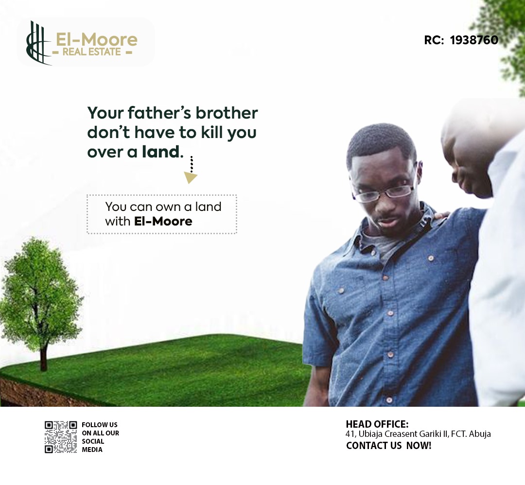 Elmorecompany's tweet photo. You can own a land with El-Moore for just 3 million naira but you allow village people kill you because of land, hmmm it's not late to secure you land.
#abujainvestment
#properties
#InvestSmart 
#Abuja https://t.co/4CvP2MjL2g