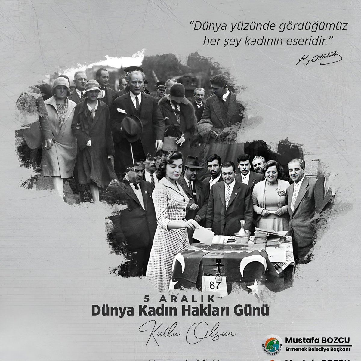 “5 Aralık, kadınların demokratik hayata katılım mücadelesinin dönüm noktasıdır. Emeğiyle, sözüyle ve kararlılığıyla toplumu güçlendiren tüm kadınlarımızın Seçme ve Seçilme Hakkının Verilmesi ve Dünya Kadın Hakları Günü kutlu olsun.”