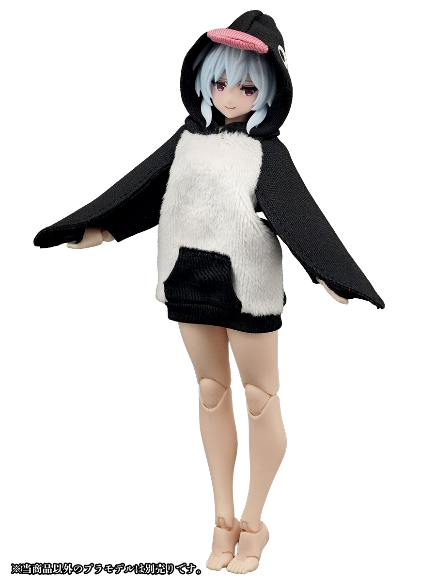 【パーティアニマルガール ルームウェア】受注開始！
アルファマックスブランドより、キュートな動物デザインの布服シリーズが登場！🐈🐇🦕🐧の計4種となります。ぜひ貴方好みの『可愛い』をコーディネイトしてお楽しみください。
※15～18㎝プラモデル・ドール用衣装です。