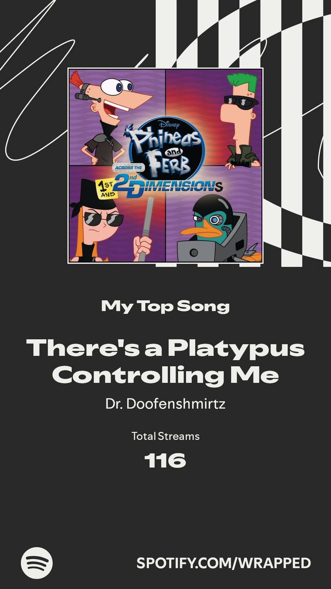 cories5's tweet photo. There's a Platypus Controlling Me took my top spot this year. More in my #SpotifyWrapped 
https://t.co/eidQTgeTIZ https://t.co/5kL5fQWhYF