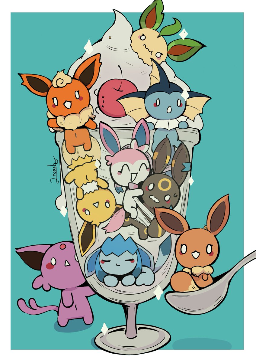 全色伊布圣代！
#furry #兽 #绘画 #Pokemon #宝可梦