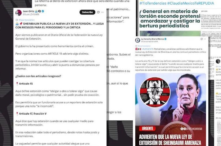 🗳️📌 Me gané otra mención el conferencia matutina de Sheinbaum 😬

Pero como es tradición, no desmintieron.

La redacción de los artículo 15 y 17 (fracción V) abre la puerta a la censura tal como lo denuncia ARTICLE 19.