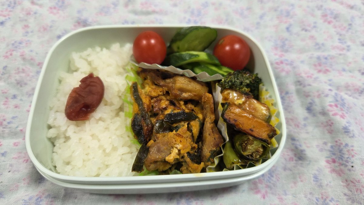 yoh1658's tweet photo. 今日のお昼ごはん　
見た目がきれいじゃないけどしっかり味ついてるからそれなりです🤣　お肉と野菜入れて卵焼き？🤣

#お弁当記録 https://t.co/wjUFidPrN3