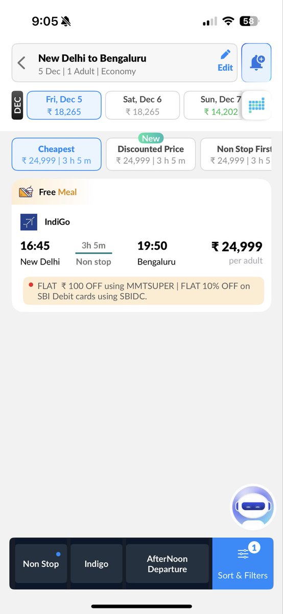 gauravingh123's tweet photo. #IndigoDelay #indigoflight #indigochaos @IndiGo6E  at one side, you are cancelling the flight giving reasons and on same side not leaving a single chance to make money , all flights wee canceled for today but they have a flight scheduled which is costing 25k per seat. Wow https://t.co/yEYs6aPDIN
