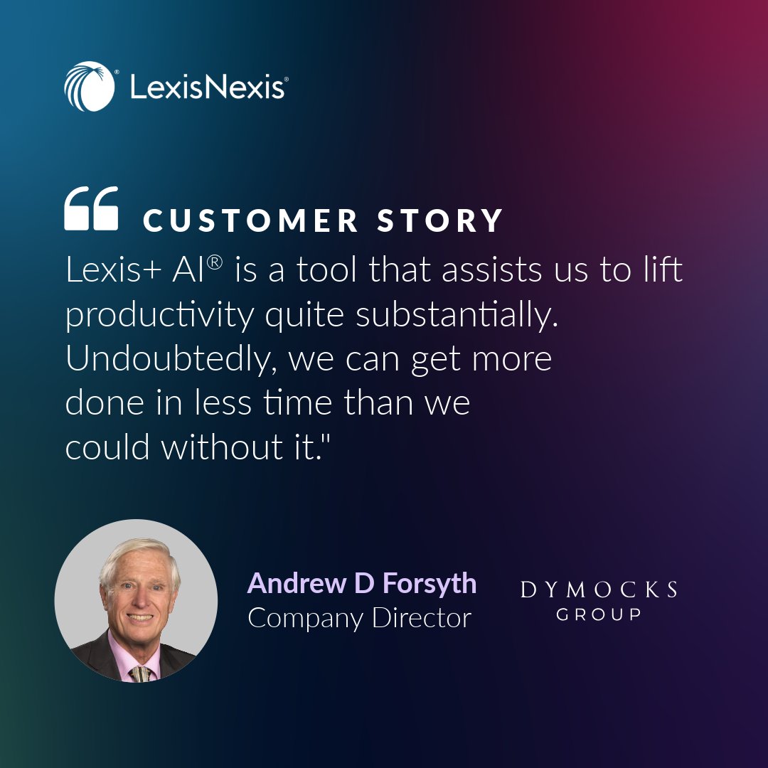 Dymocks’ legal team is proving how much stronger, faster, and more confident small teams can be when supported by secure, trusted AI.

With LexisNexis, they’ve transformed how they work, easing workloads, speeding up answers, and creating more space for the work that truly